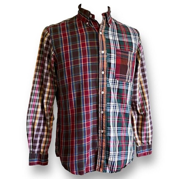 Polo Ralph Lauren Men Vintage 90s Colorblock Plaid Shirt Sz M Button Down Preppy - Picture 1 of 8